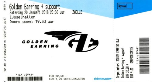 Golden Earring show ticket January 20, 2018 Zwolle - IJsselhallen